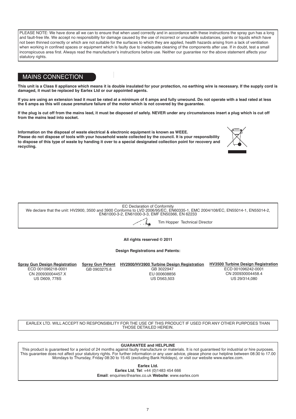 Earlex HV2900 User Manual | Page 7 / 8