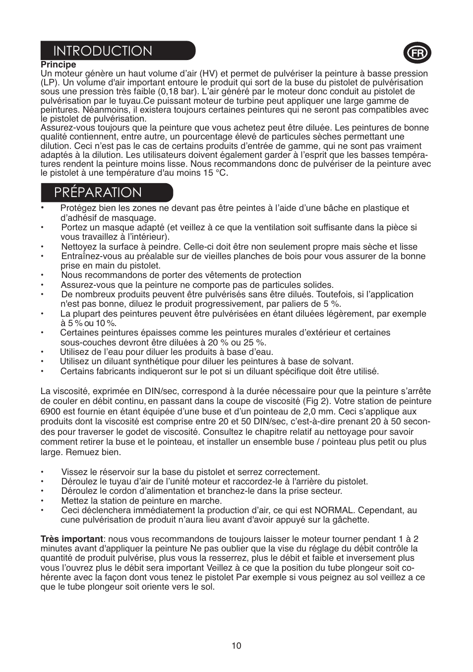 Introduction, Préparation | Earlex 6900 User Manual | Page 10 / 20