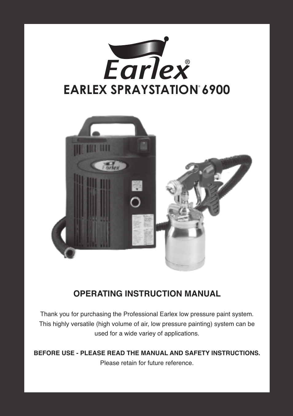 Earlex SPRAYSTATION 6900 User Manual | 8 pages