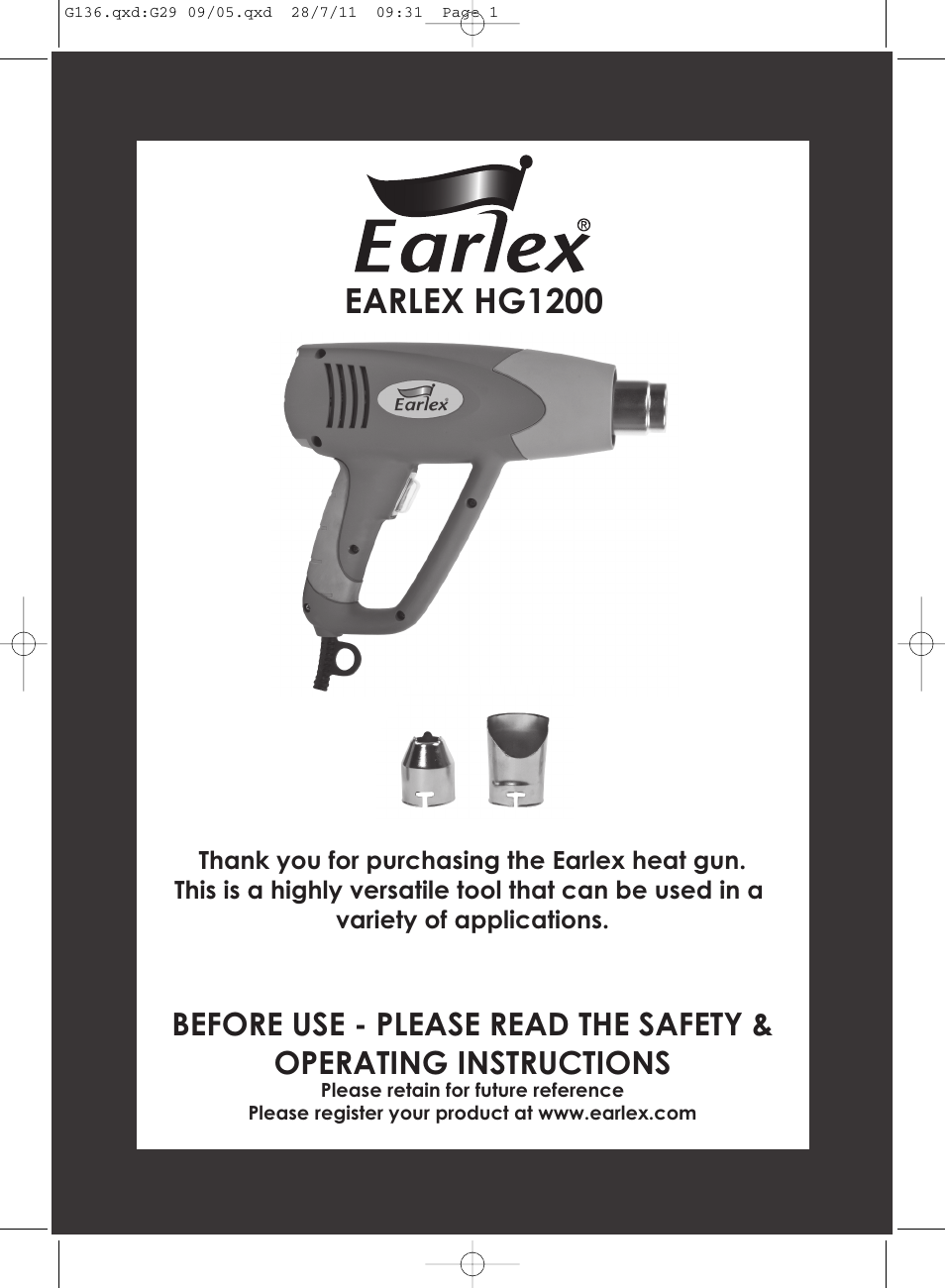 Earlex HG1200 User Manual | 4 pages