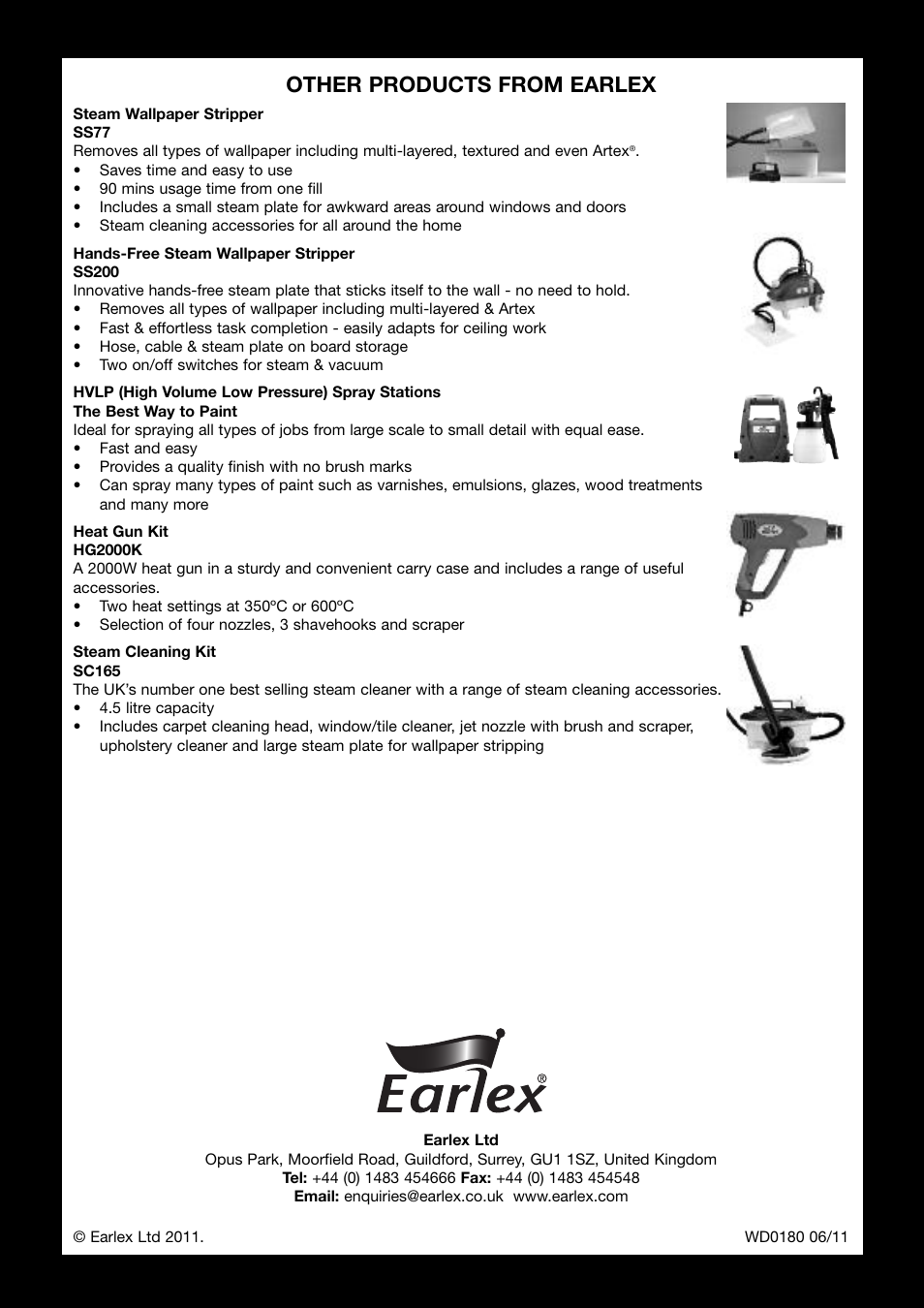 Other products from earlex | Earlex COMBIPOWERVAC WD1200P User Manual | Page 8 / 8