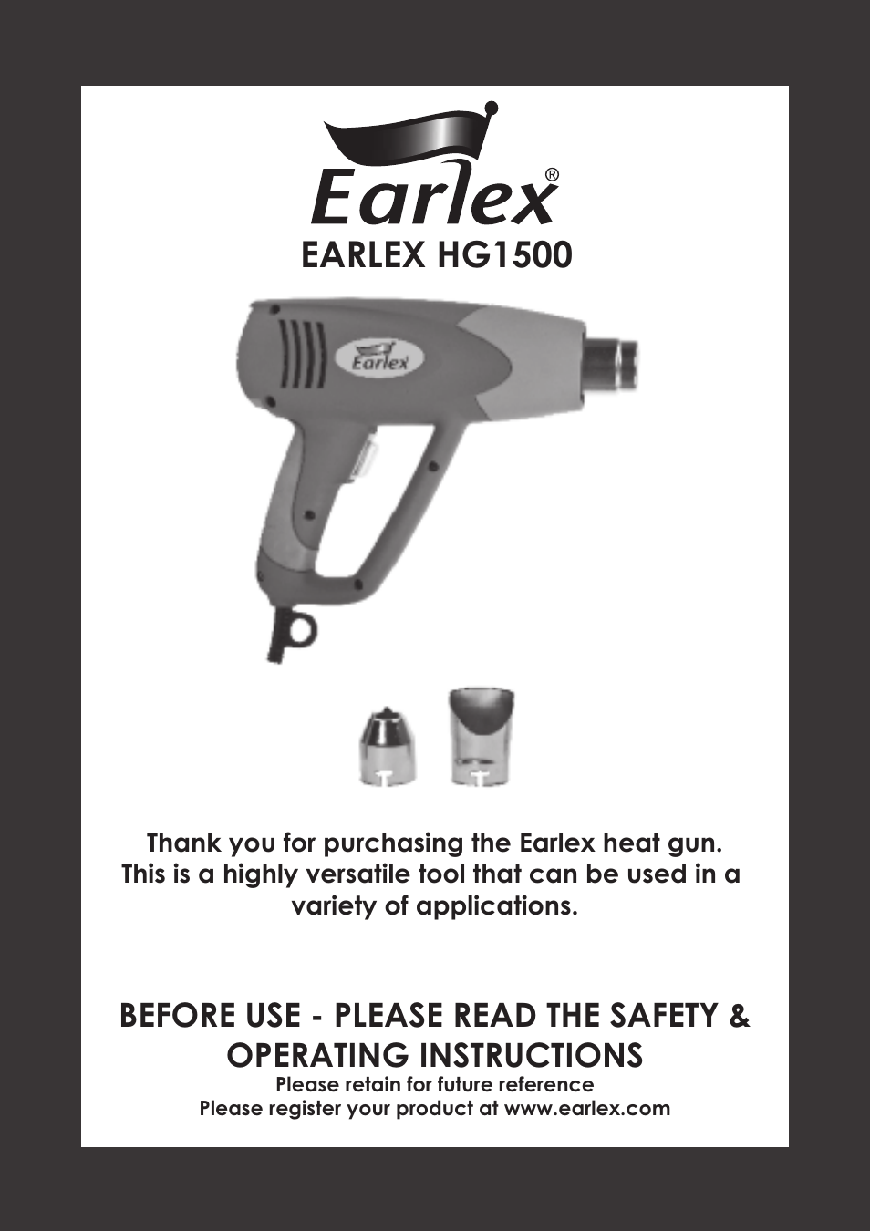 Earlex HG1500 User Manual | 4 pages