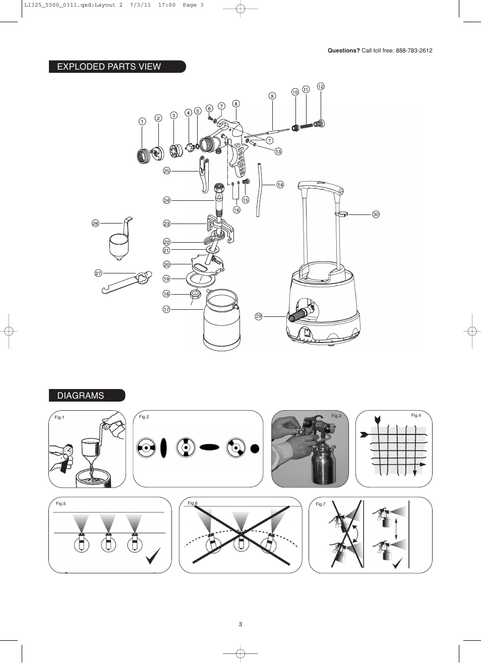 Exploded parts view, Diagrams | Earlex hv5500 User Manual | Page 3 / 22