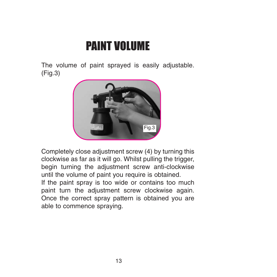 Paint volume | Earlex 3000 User Manual | Page 13 / 24