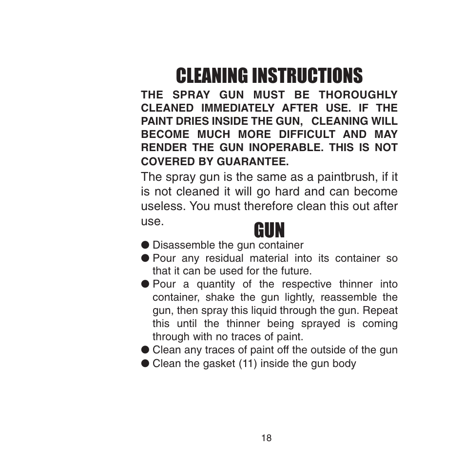 Cleaning instructions | Earlex 3000 User Manual | Page 18 / 24