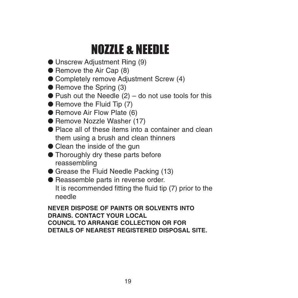 Nozzle & needle | Earlex 3000 User Manual | Page 19 / 24