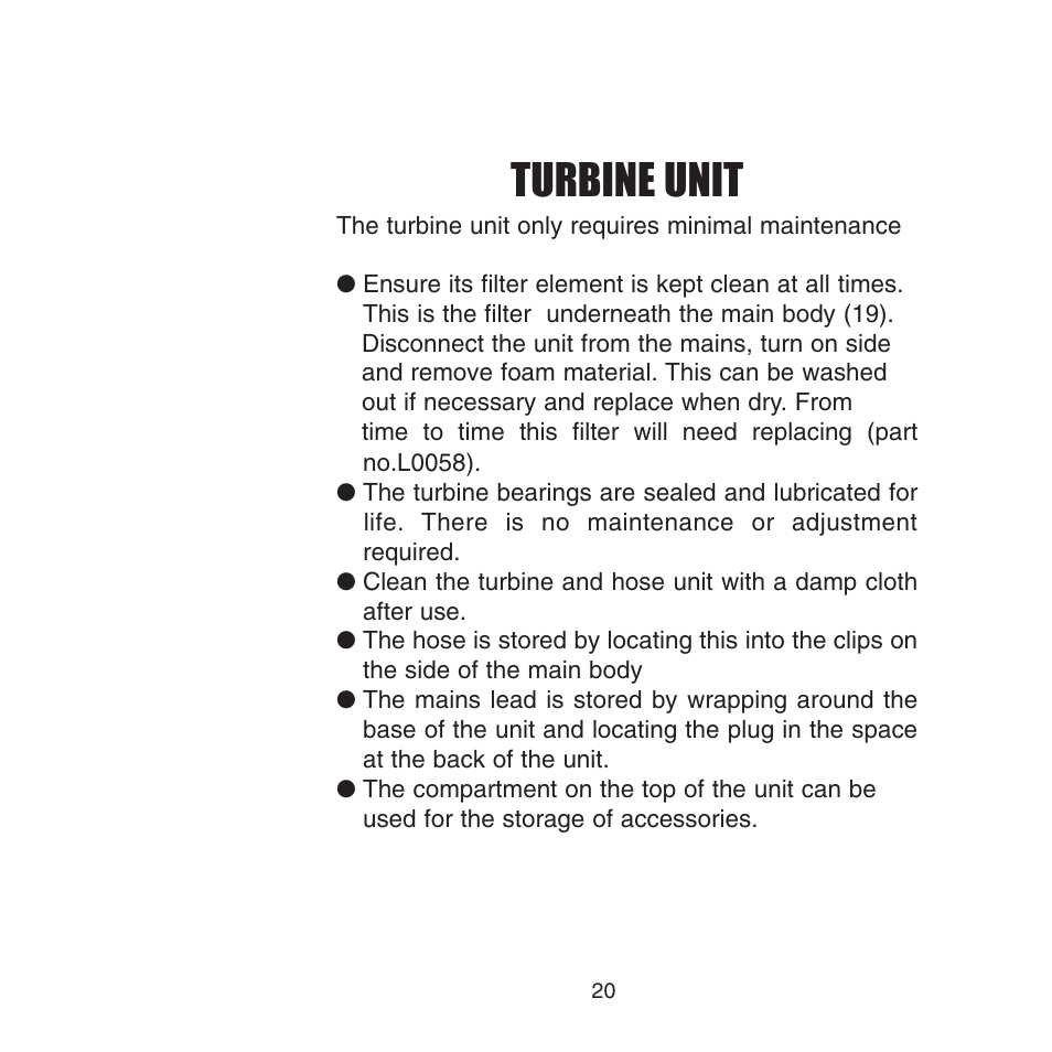 Turbine unit | Earlex 3000 User Manual | Page 20 / 24