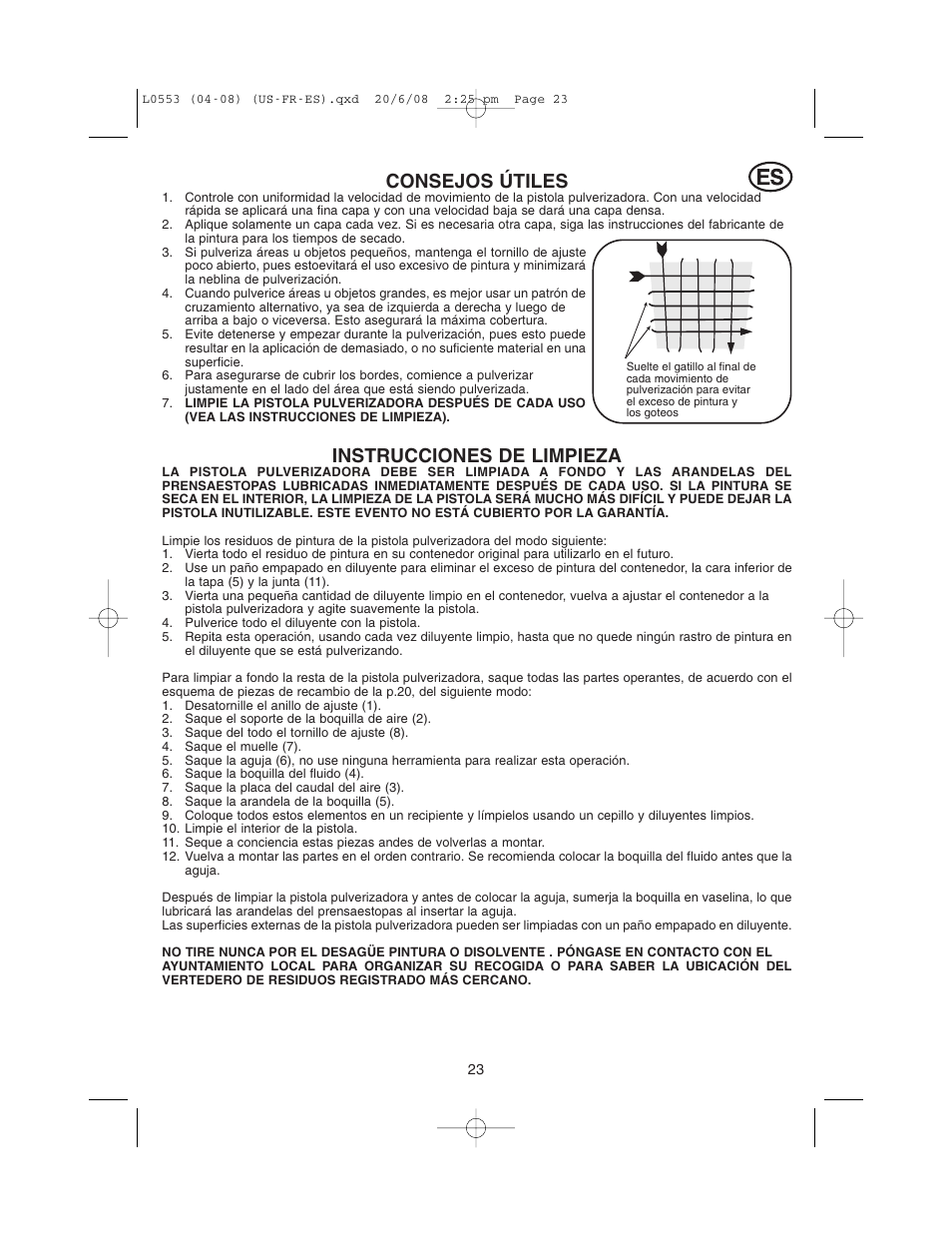 Consejos útiles, Instrucciones de limpieza | Earlex L0553 User Manual | Page 23 / 24