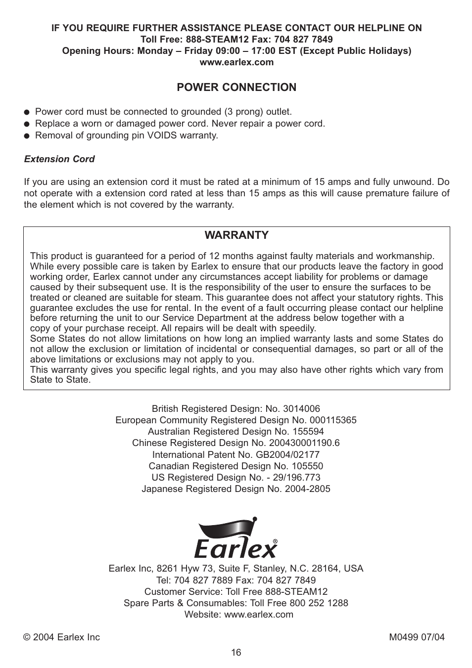 Earlex IS2000 User Manual | Page 16 / 16