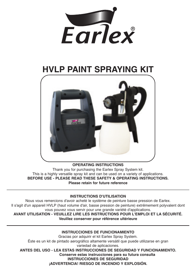 Earlex HV1900 User Manual | 8 pages