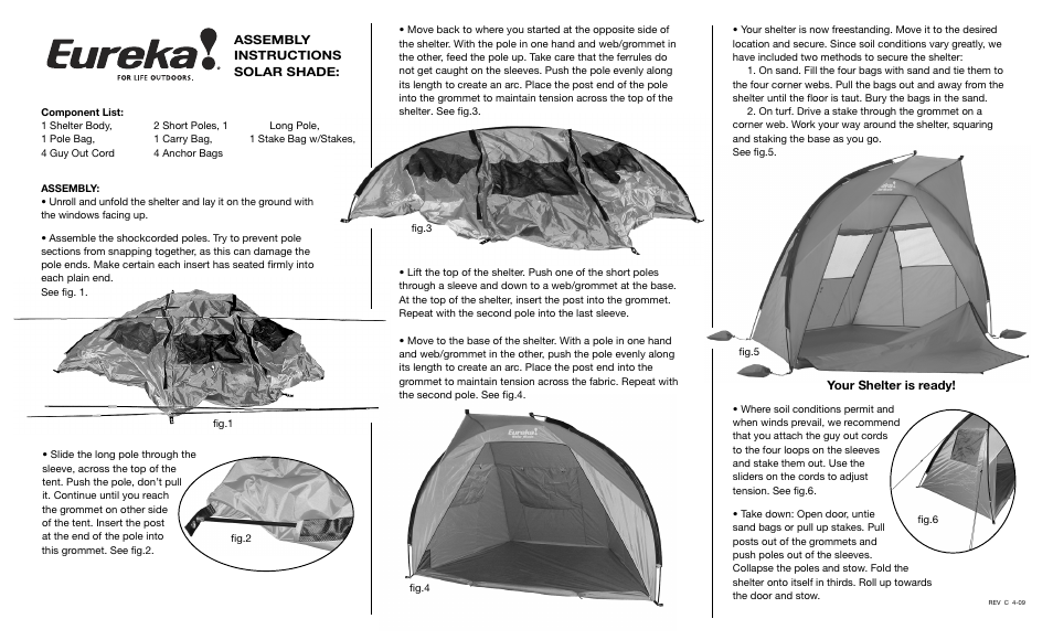 Eureka! Tents Solar Shade User Manual | 2 pages