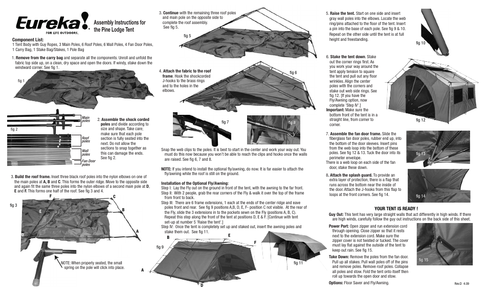 Eureka Pine Lodge User Manual | 2 pages