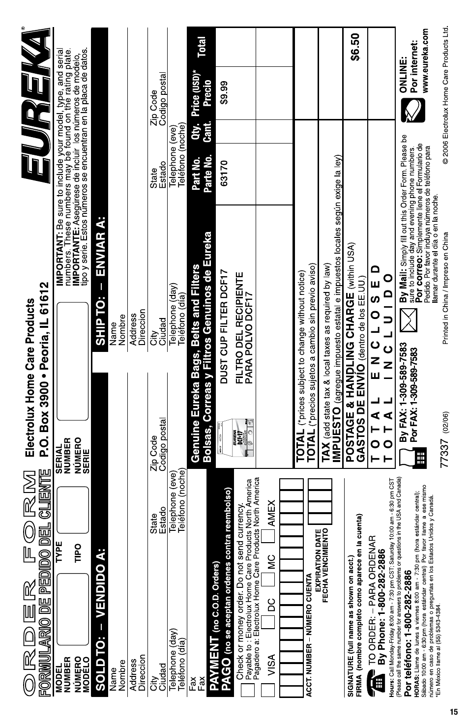 Eureka Series 440 User Manual | Page 15 / 19