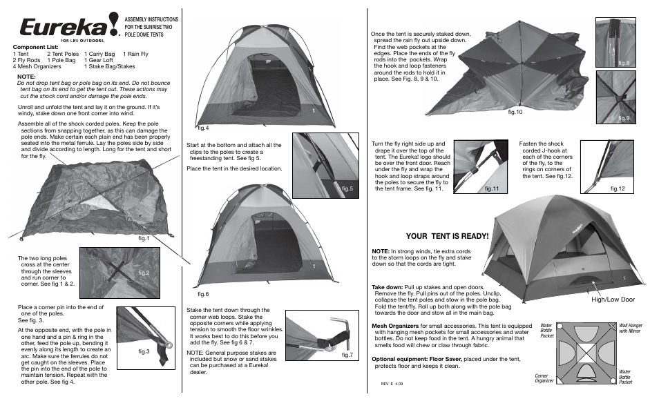 Eureka Sunrise User Manual | 2 pages