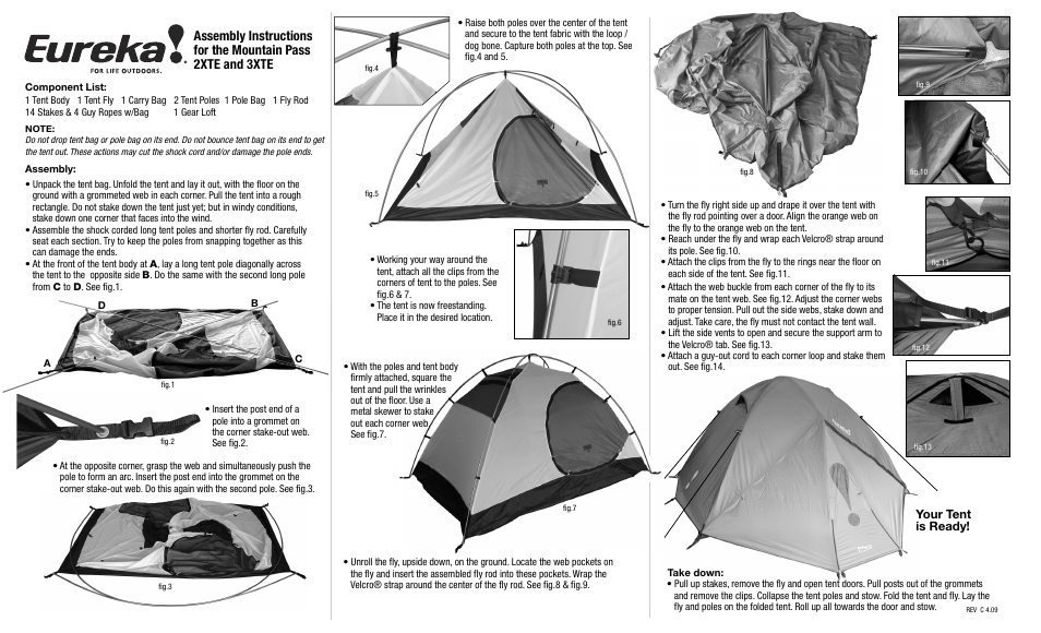 Eureka Mountain Pass 2XTE User Manual | 2 pages