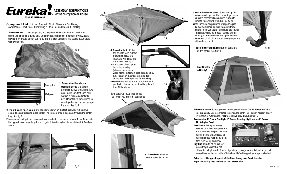 Eureka N!ergy Screen House User Manual | 2 pages