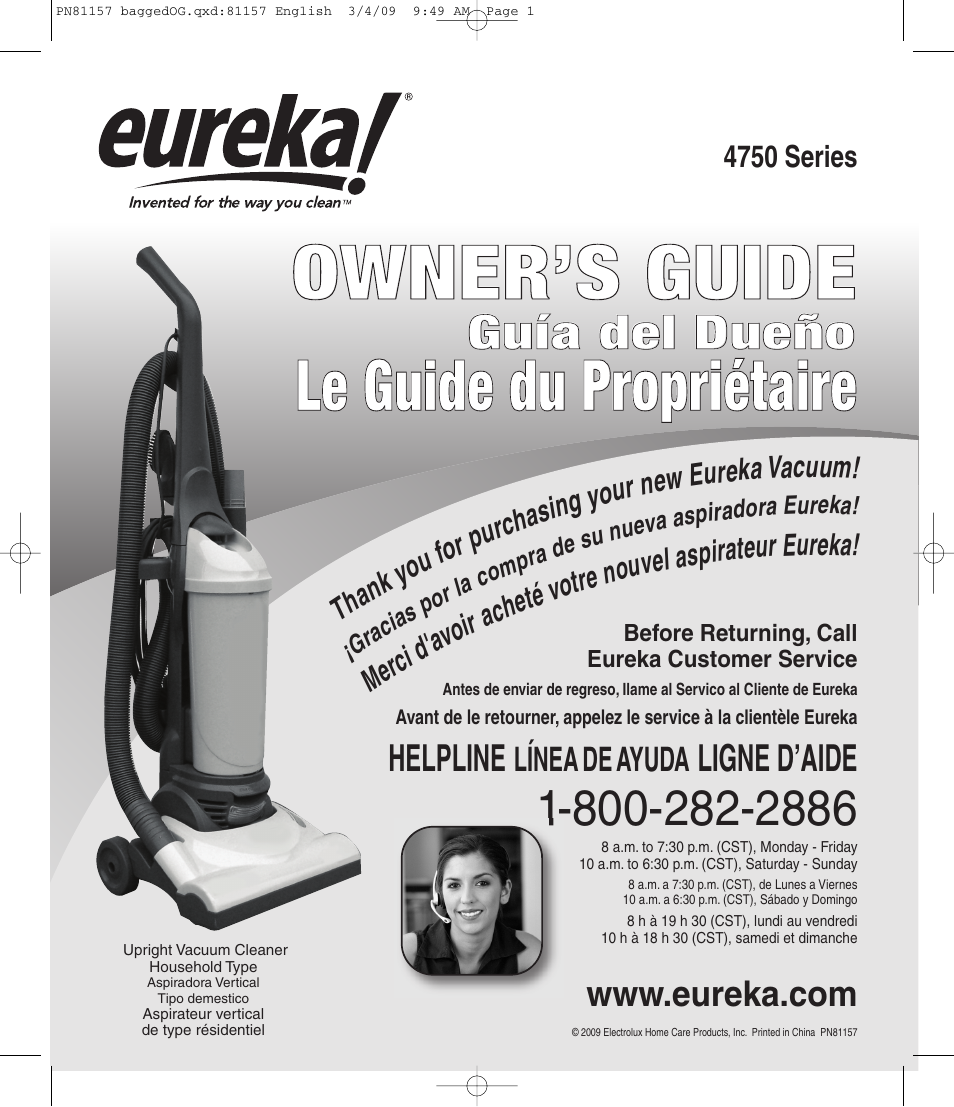 Eureka 4750 Serias User Manual | 8 pages