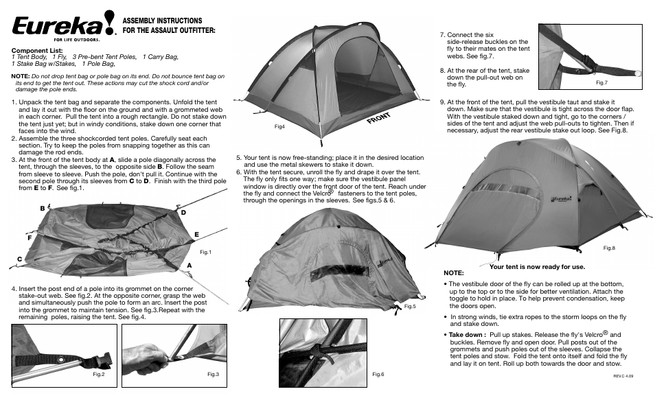 Eureka Assault Outfitter 4 User Manual | 2 pages