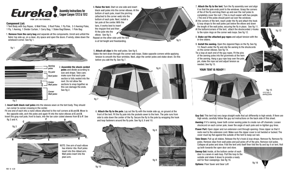 Eureka Copper Canyon 1312 User Manual | 2 pages