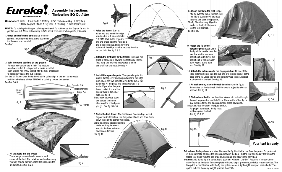 Eureka Timberline SQ Outfitter User Manual | 2 pages