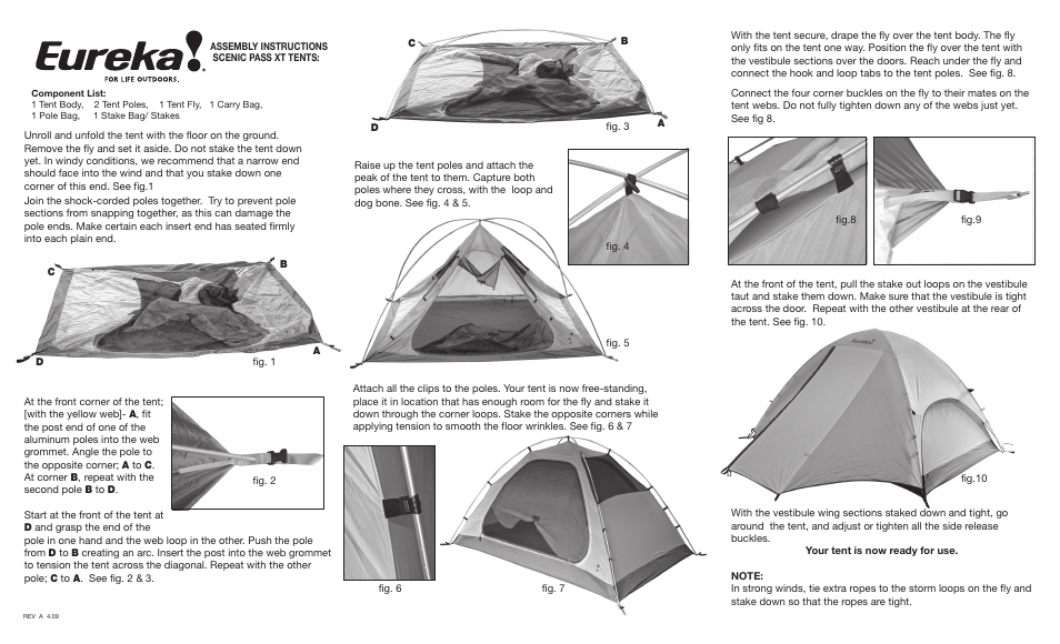 Eureka Scenic Pass XT User Manual | 2 pages