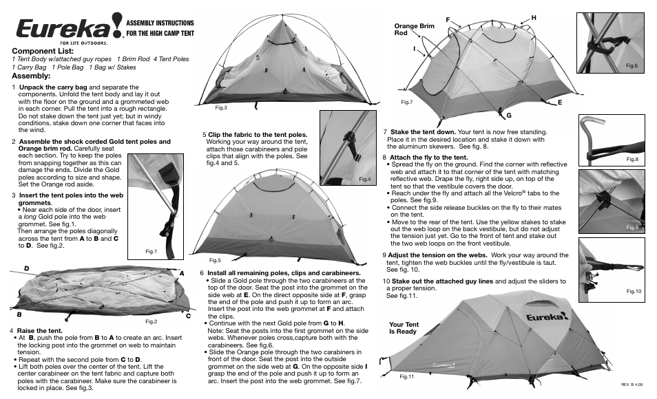 Eureka High Camp User Manual | 2 pages