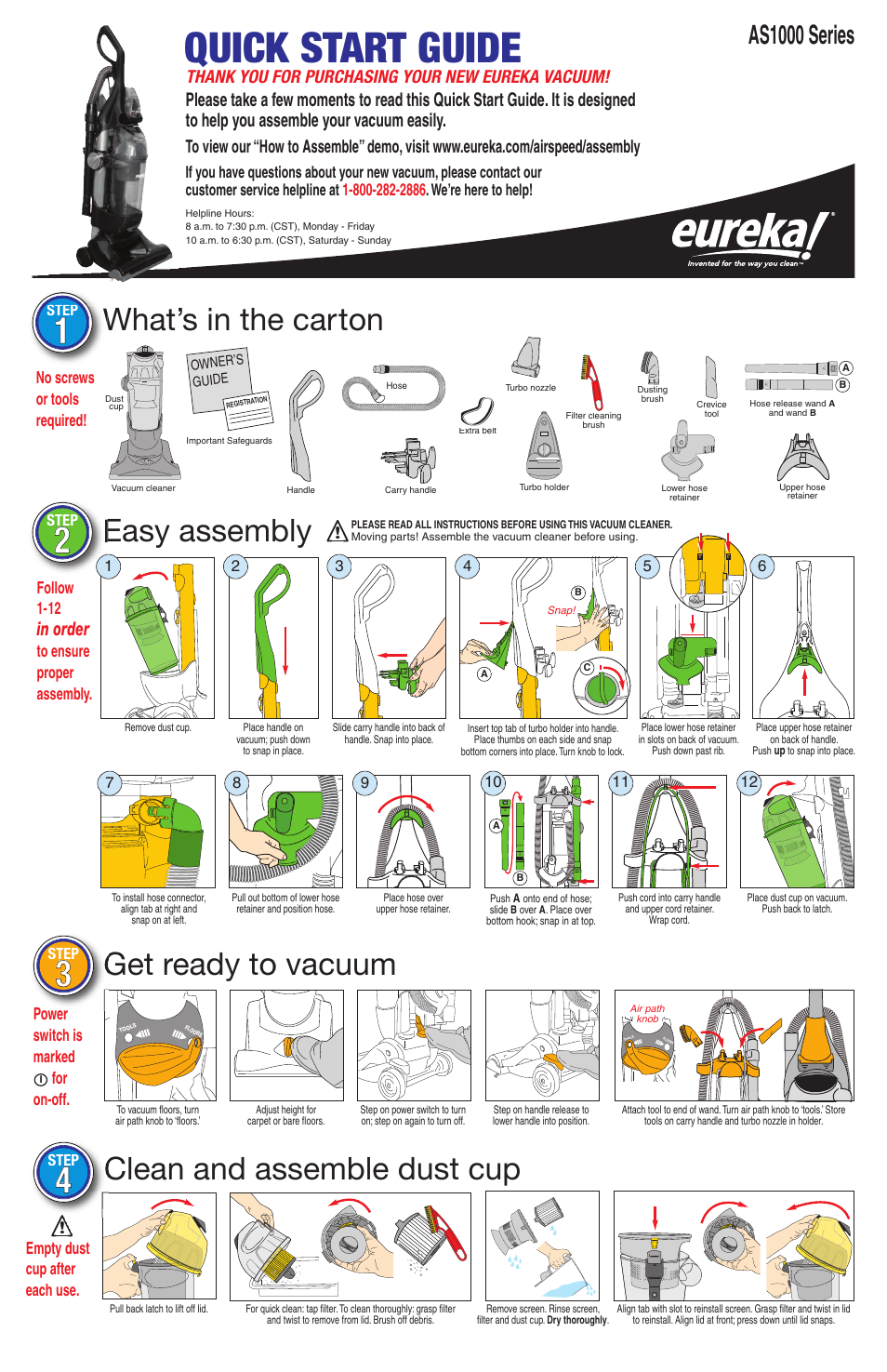 Eureka AS1000 User Manual | 1 page