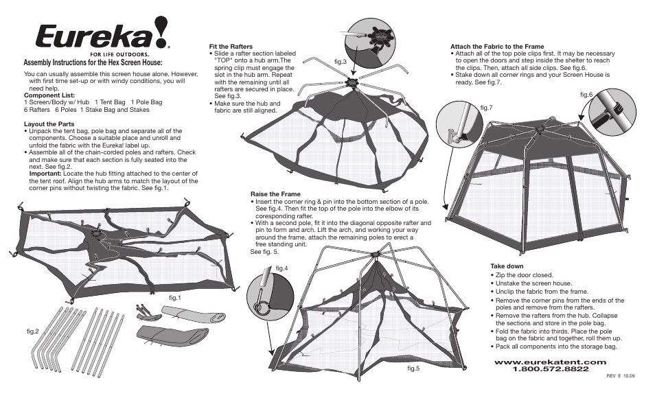 Eureka Hex Screen House User Manual | 2 pages