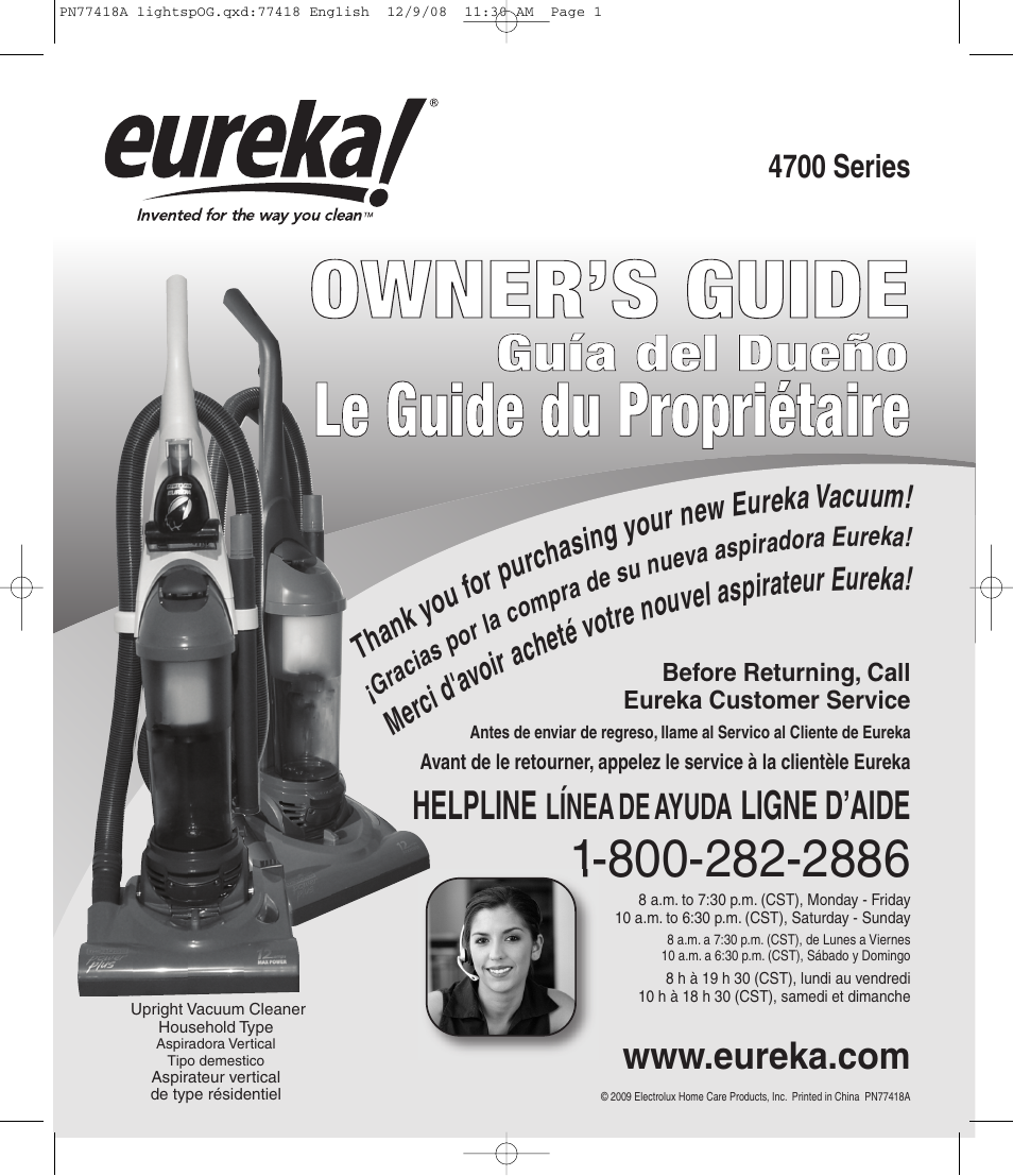 Eureka 4700 Seria User Manual | 8 pages