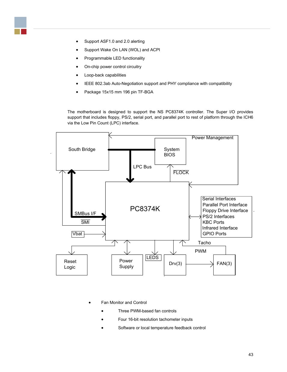 4 super i/o interface, 1 system health support, Pc8374k | Endura RADISYS KP915GV User Manual | Page 43 / 125