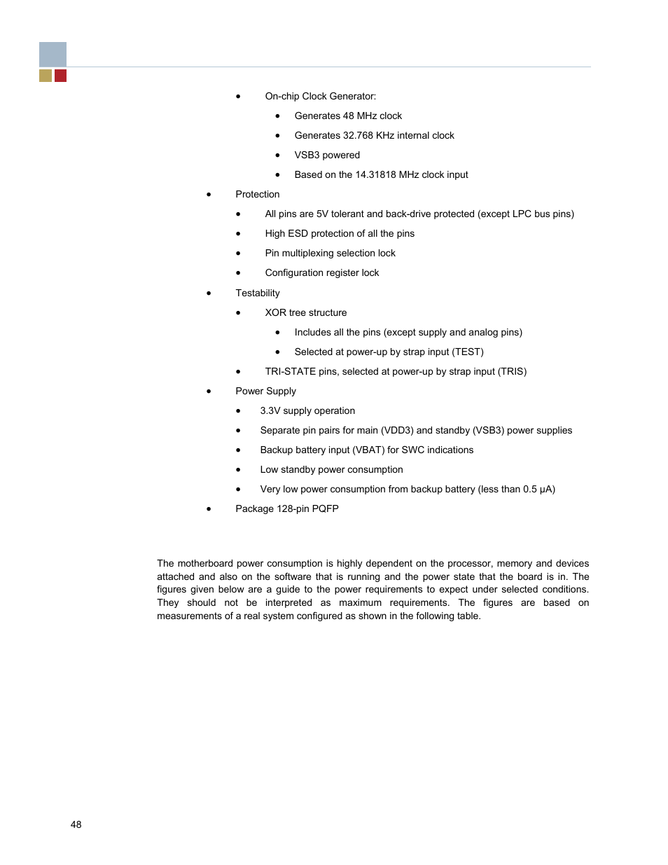 4 motherboard power consumption | Endura RADISYS KP915GV User Manual | Page 48 / 125