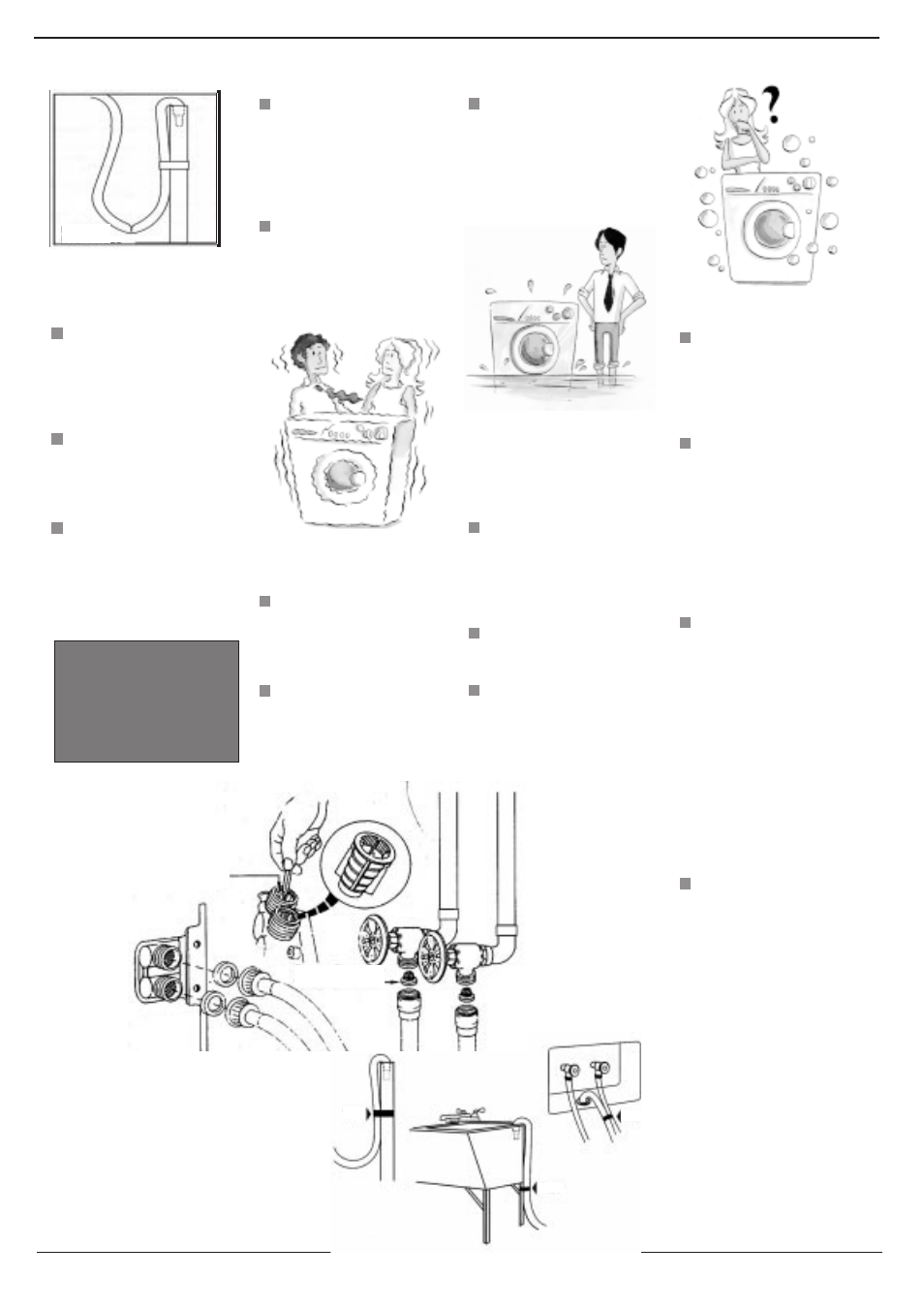 Cleaning filters, The washer-dryer, The washer-dryer leaks. leaks. leaks. leaks. leaks | Equator EZ 1612 V User Manual | Page 18 / 20