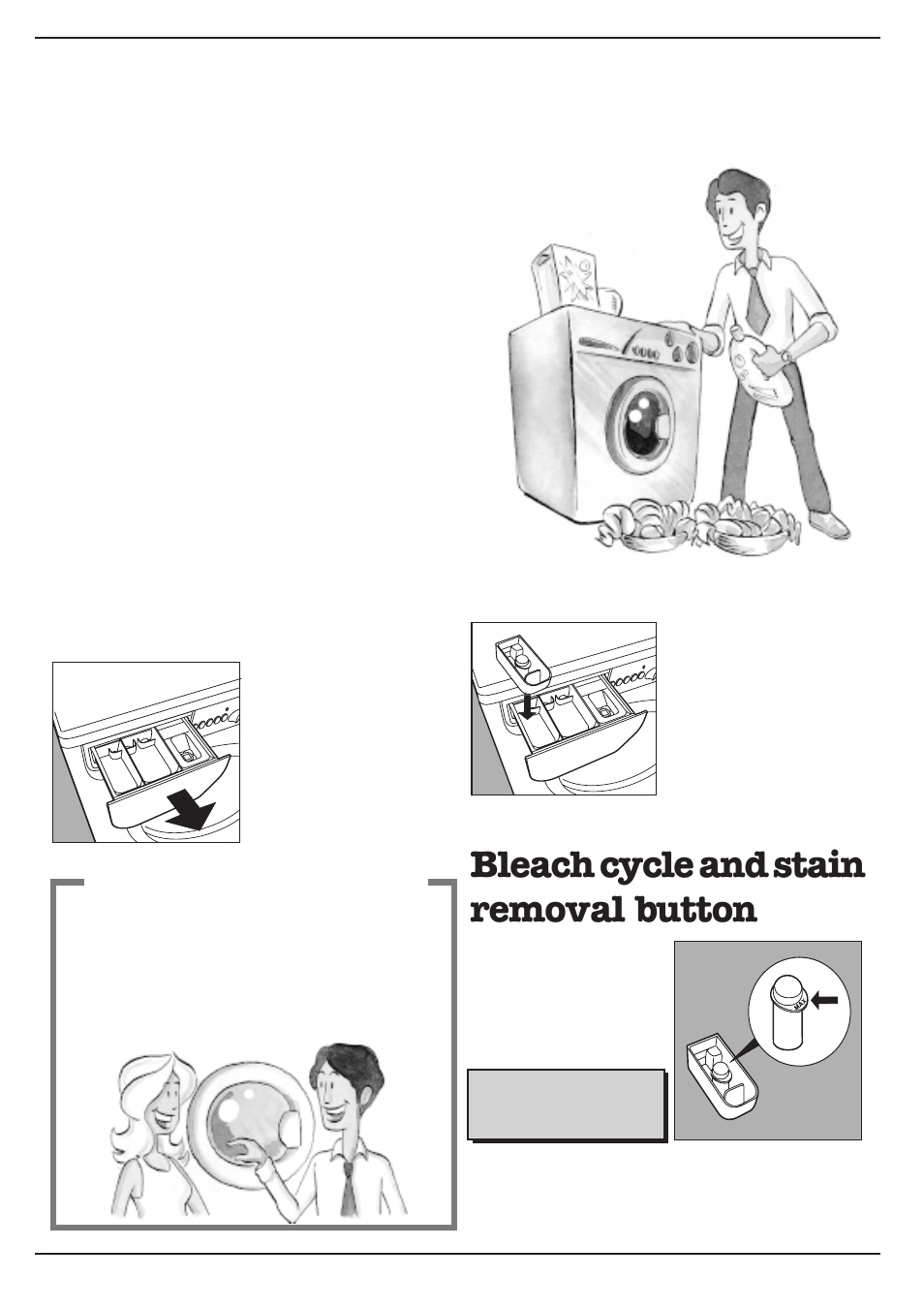 Useful tips about the detergent dispenser, Bleach cycle and stain removal button, It’s important for a good wash | But where did all the water go | Equator EZ 2512 CEE User Manual | Page 16 / 20