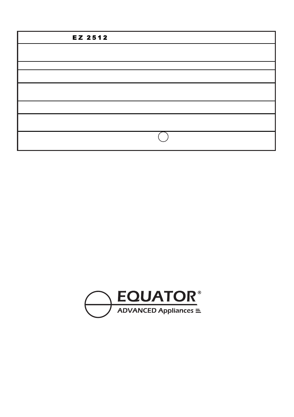 Technical characteristics | Equator EZ 2512 CEE User Manual | Page 20 / 20