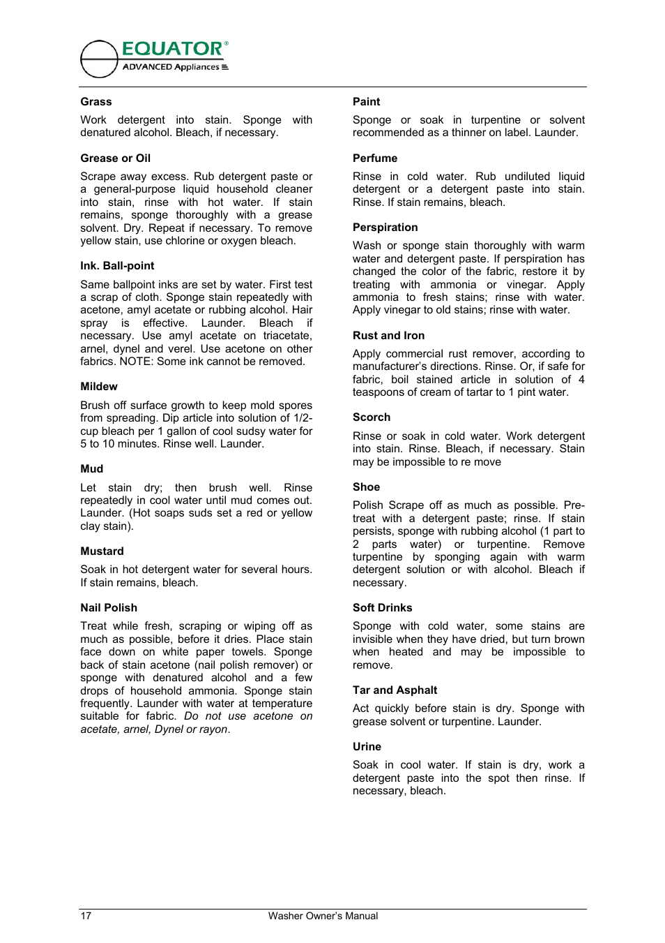 Perfume | Equator EW 620 User Manual | Page 18 / 23