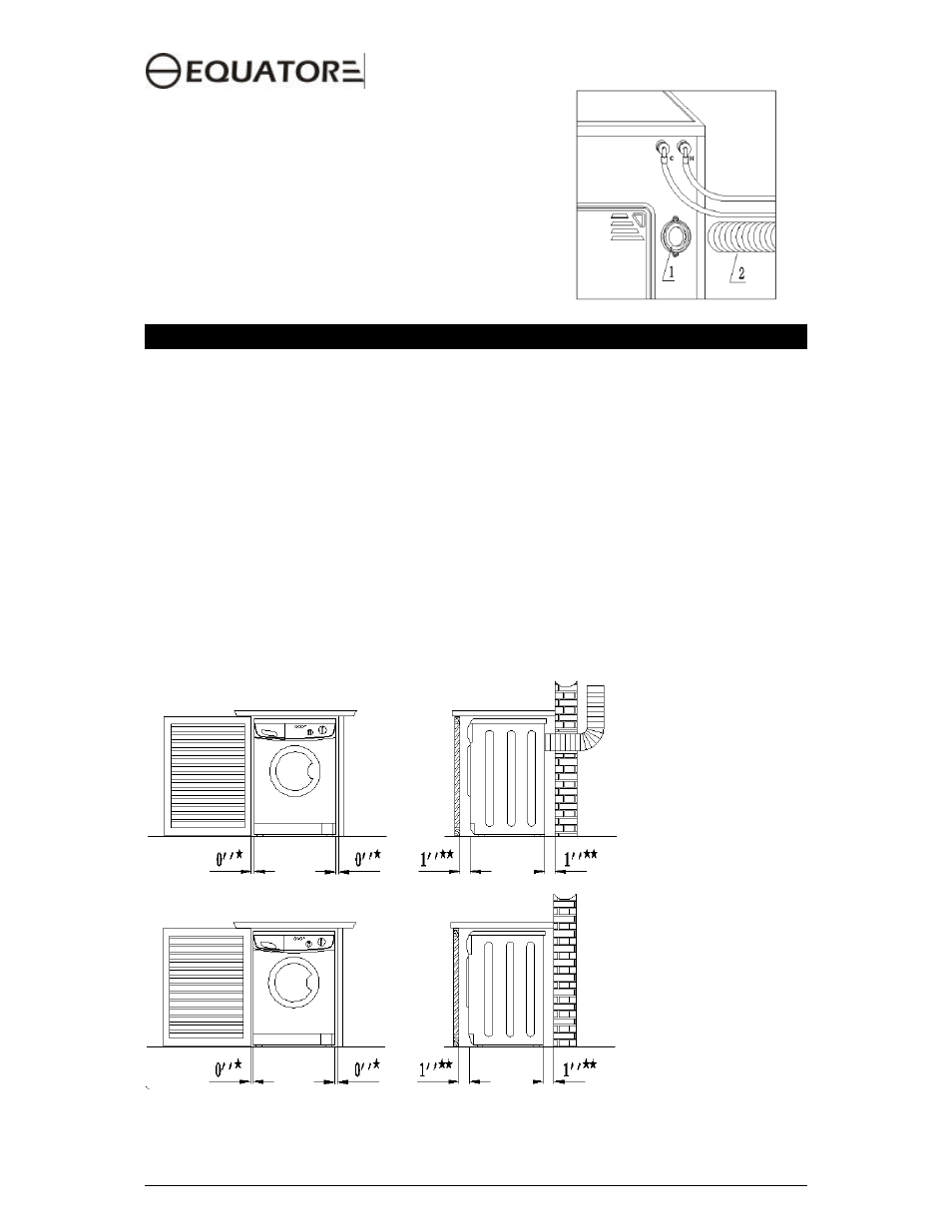 Connecting the dryer vent hose, Recessed, closet and installation (instructions) | Equator EZ 1720 V User Manual | Page 12 / 23