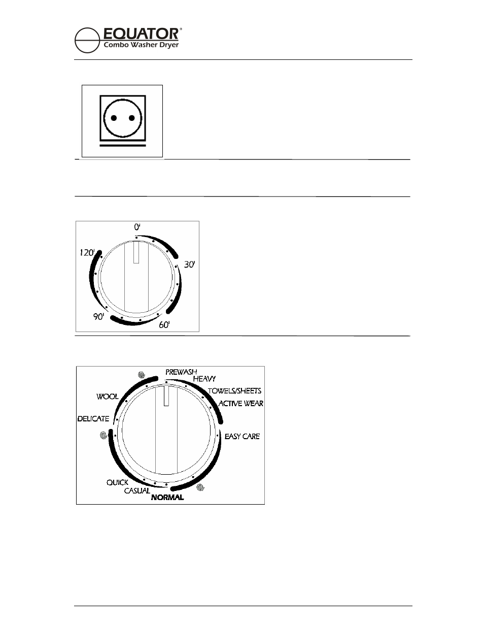 D ½ heat button, E power indicator light, F dryer knob | F washer knob | Equator EZ 1720 User Manual | Page 14 / 23