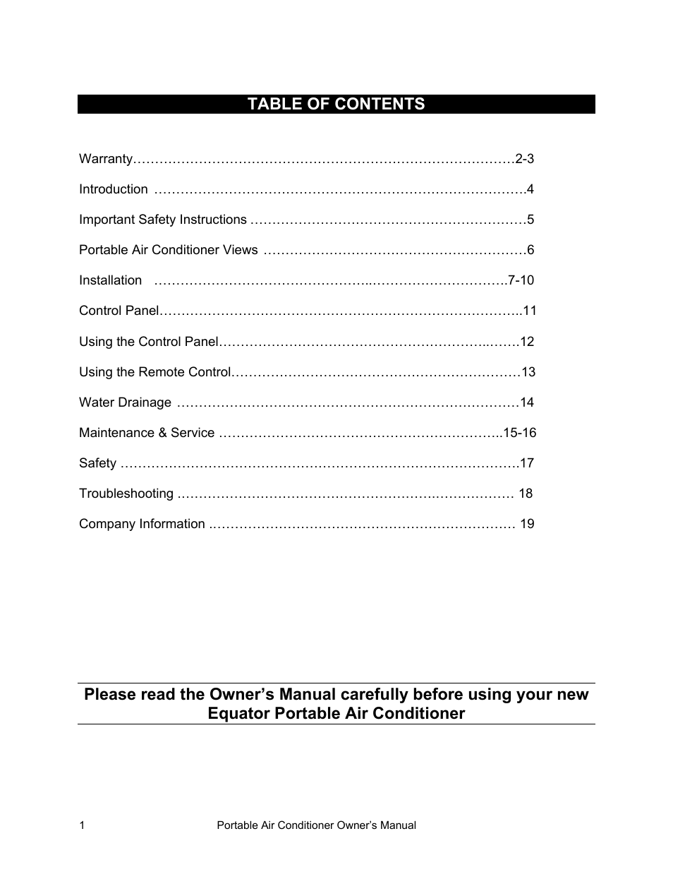 Equator PAC 10 User Manual | Page 2 / 20