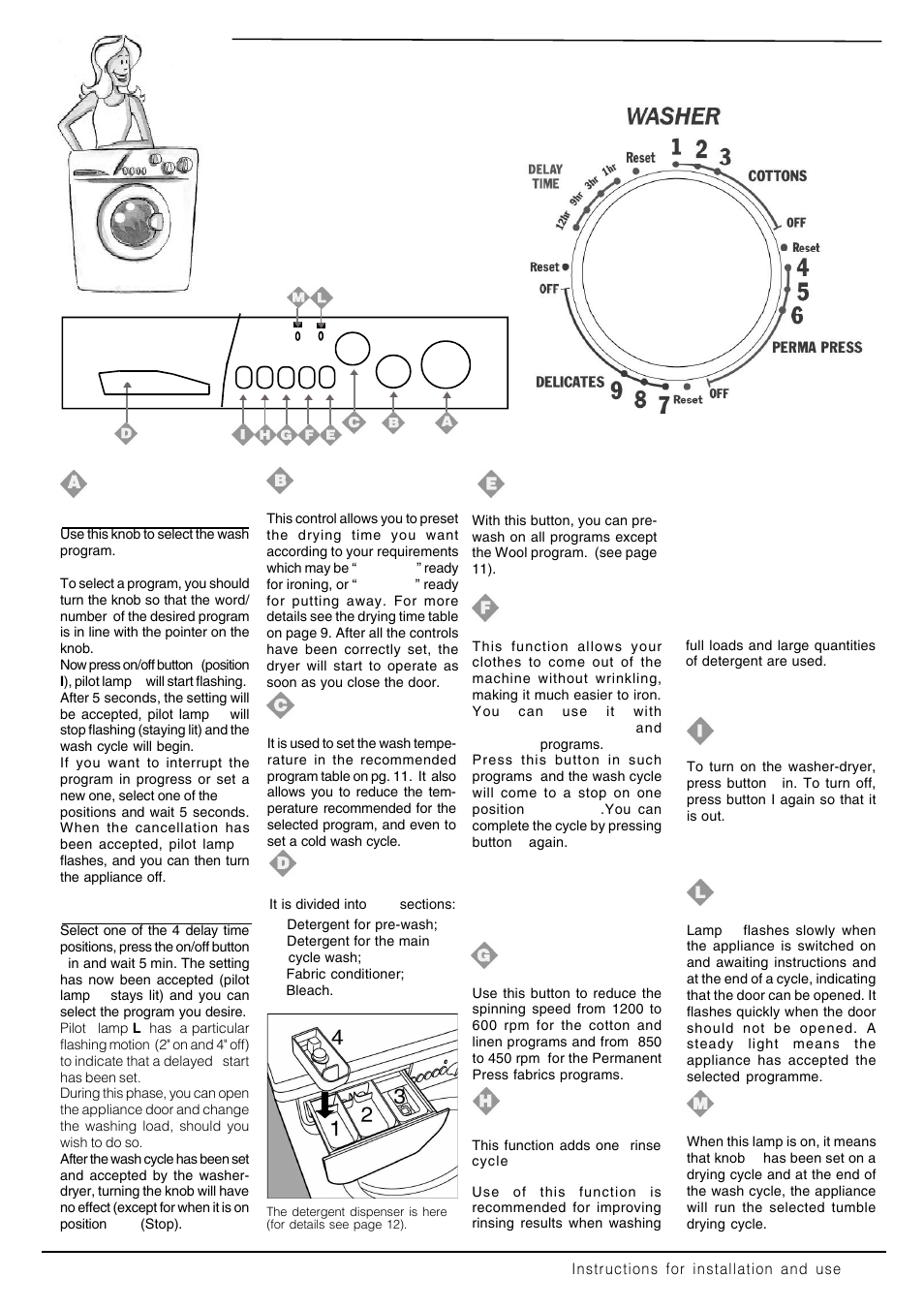 Here i’m in control, Knob a : wash programs | Equator 3612 User Manual | Page 11 / 22