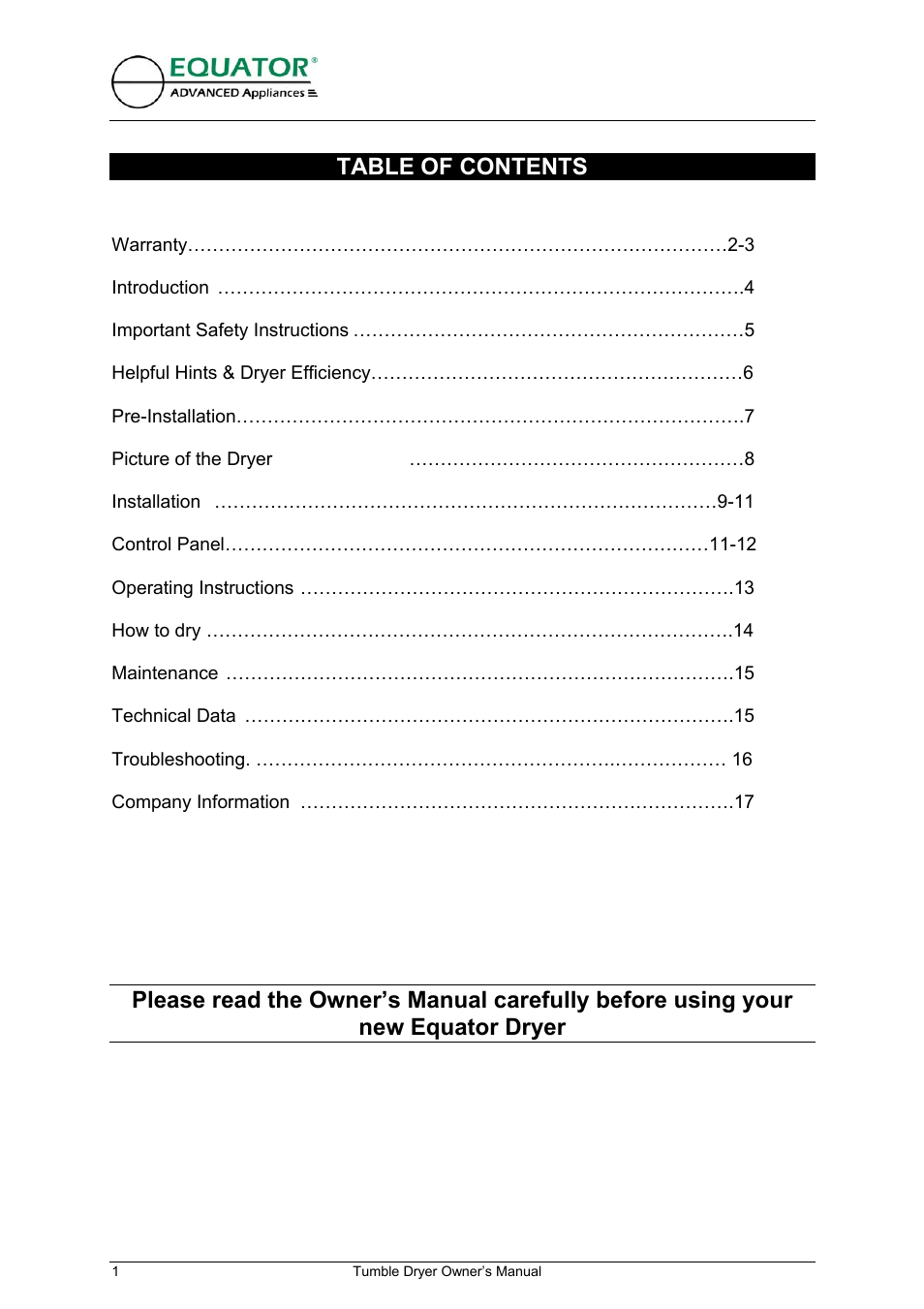 Equator ED 620 User Manual | Page 2 / 18