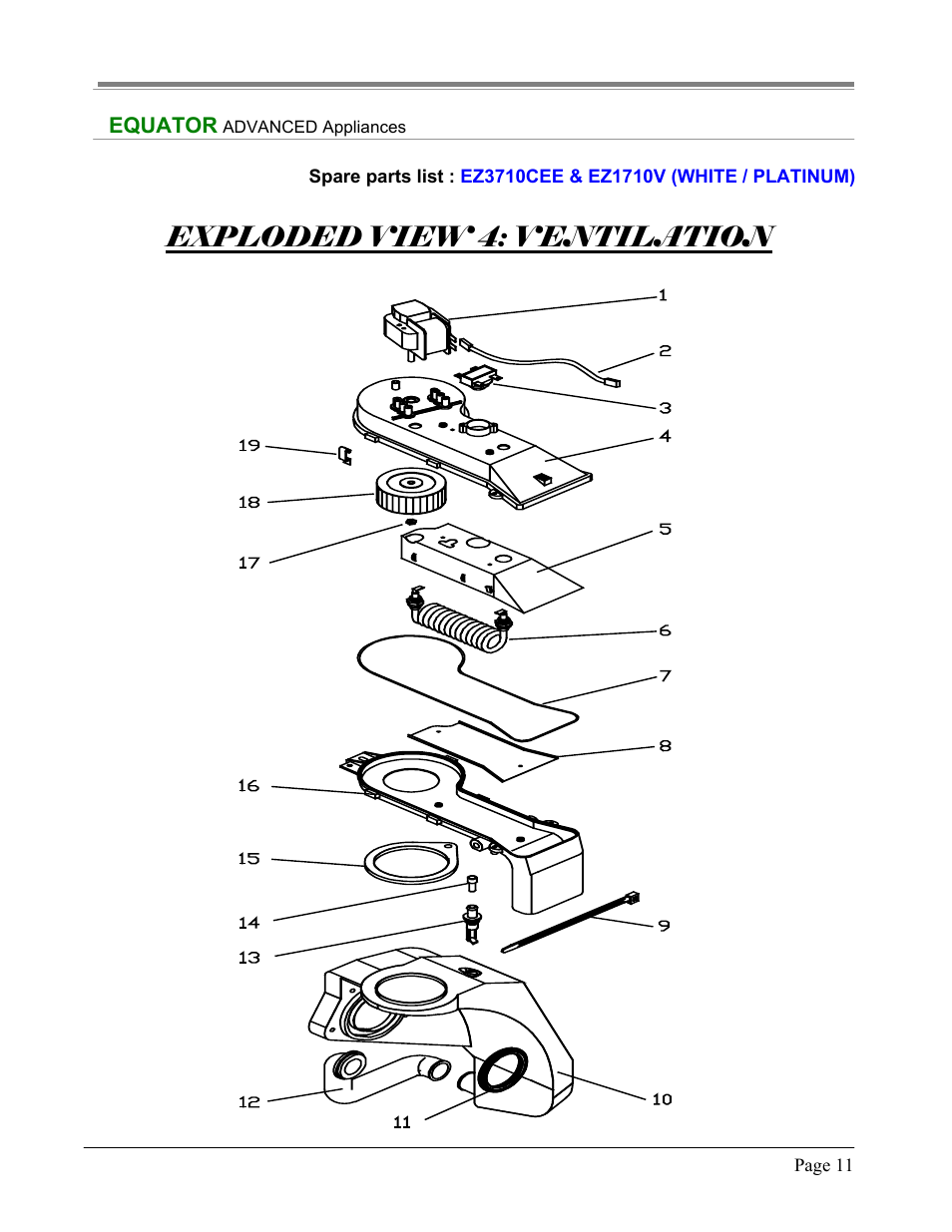 Exploded view 4: ventilation | Equator EZ 3710 CEE User Manual | Page 11 / 13