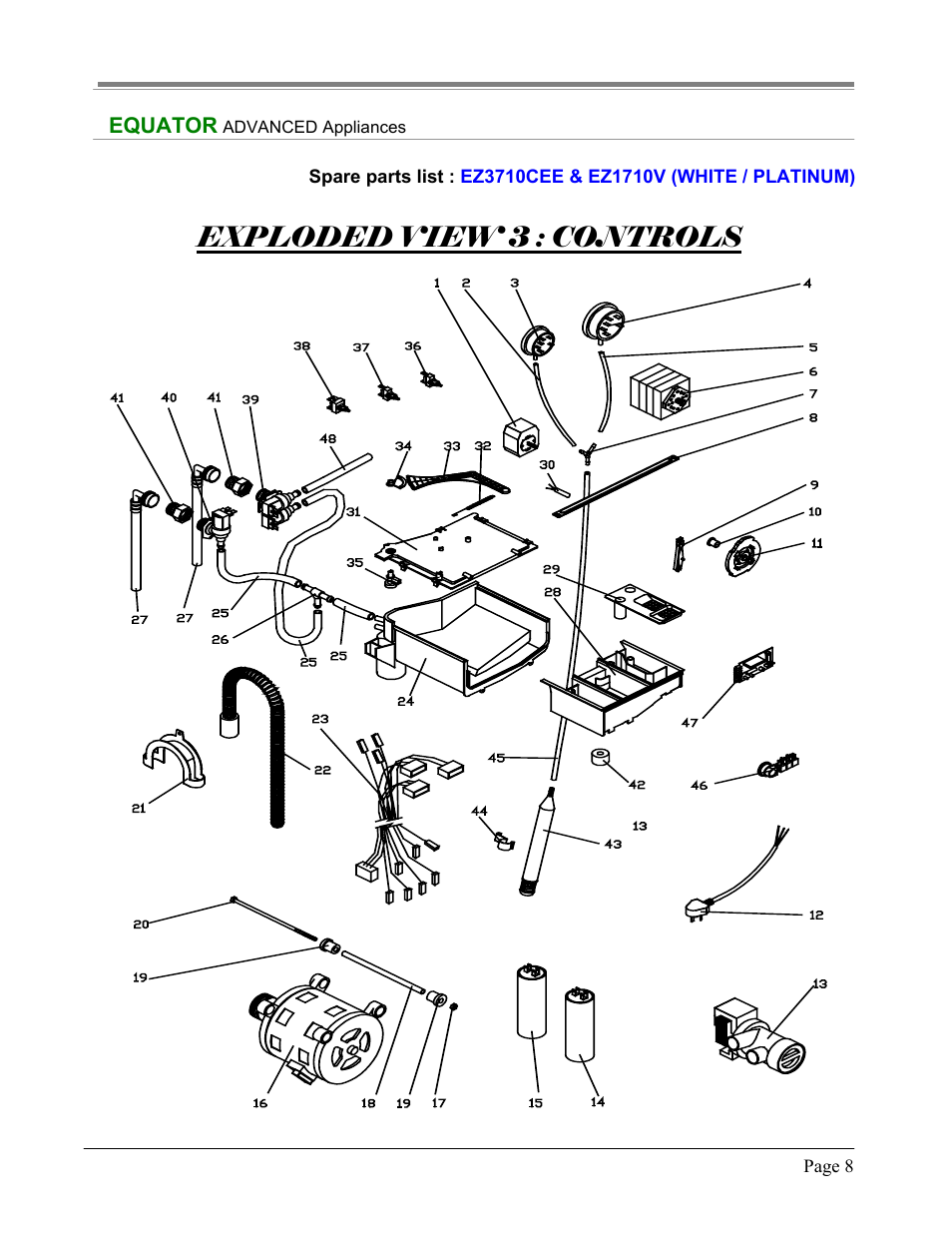 Exploded view 3 : controls | Equator EZ 3710 CEE User Manual | Page 8 / 13