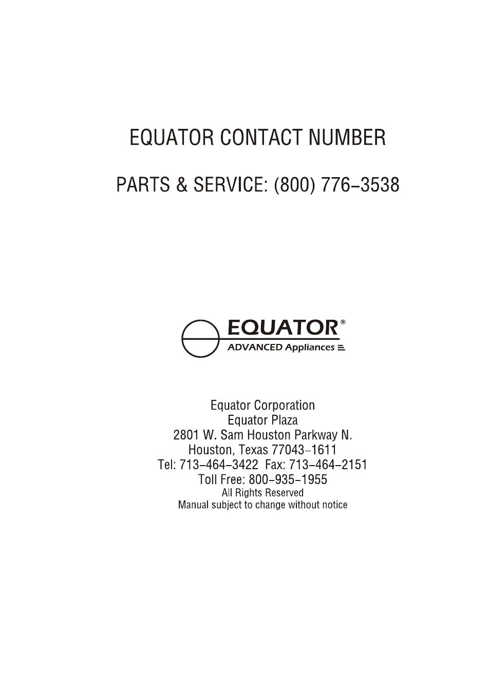 Equator WP 818 User Manual | Page 17 / 17