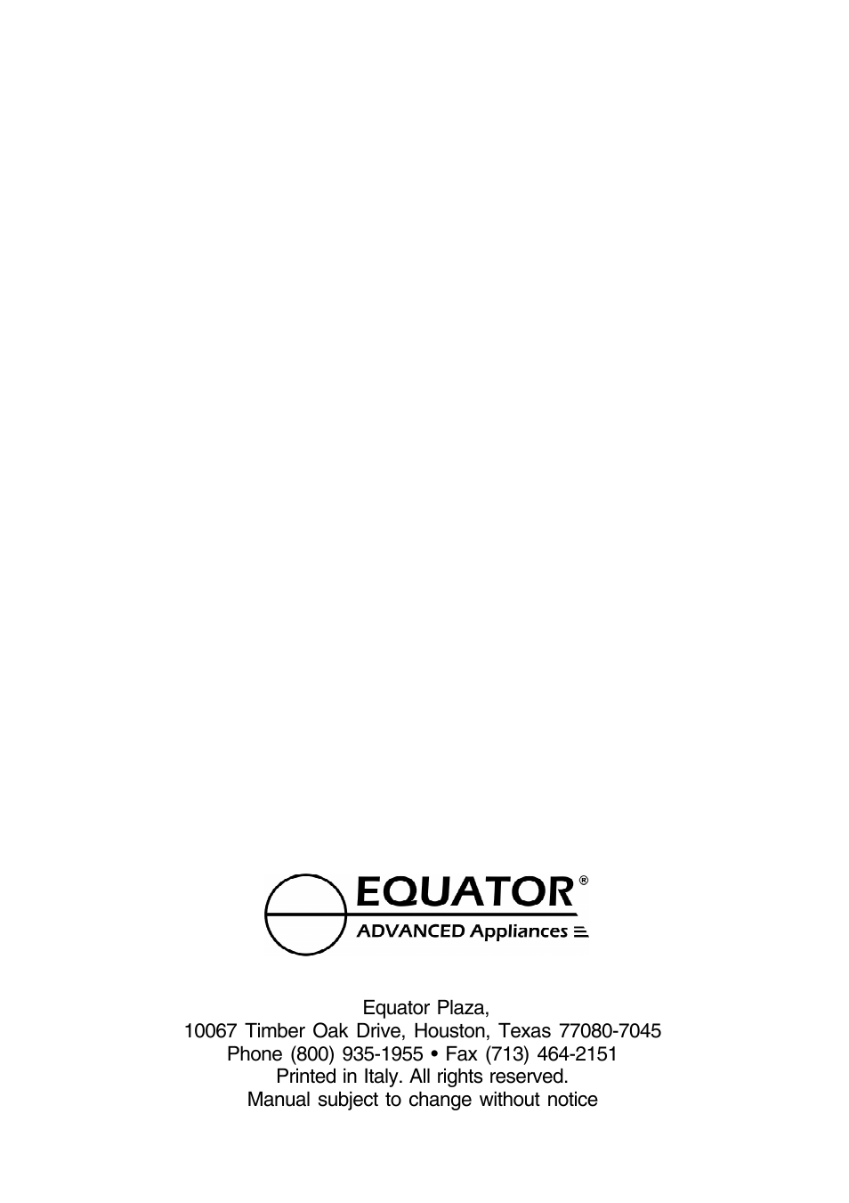 Equator contact numbers | Equator EZ2512CEE User Manual | Page 22 / 23