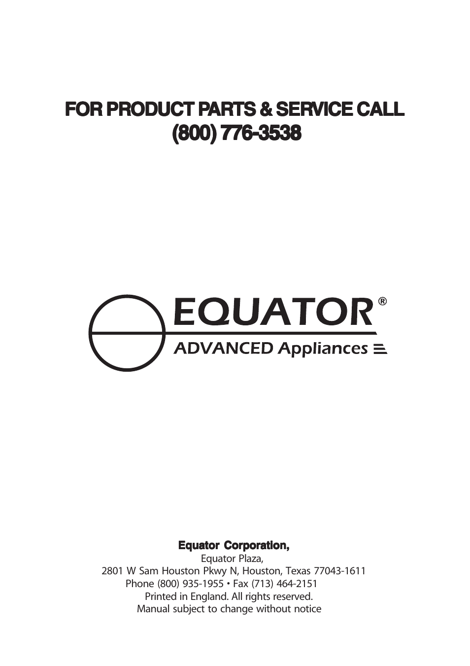 For pr | Equator CL 837 V User Manual | Page 7 / 7