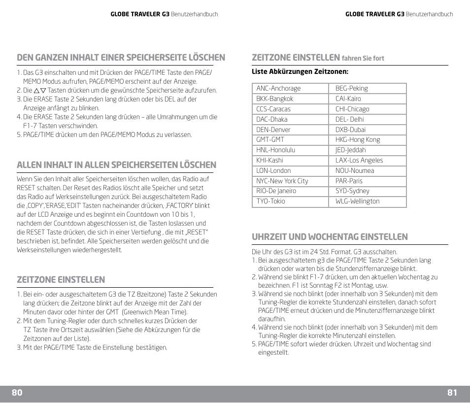 Uhrzeit und wochentag einstellen | Eton G3 User Manual | Page 41 / 57