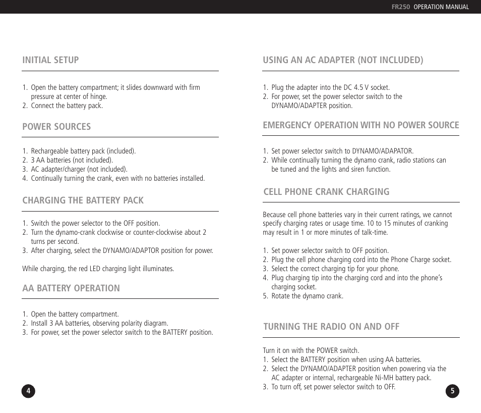 Eton FR250 User Manual | Page 4 / 7