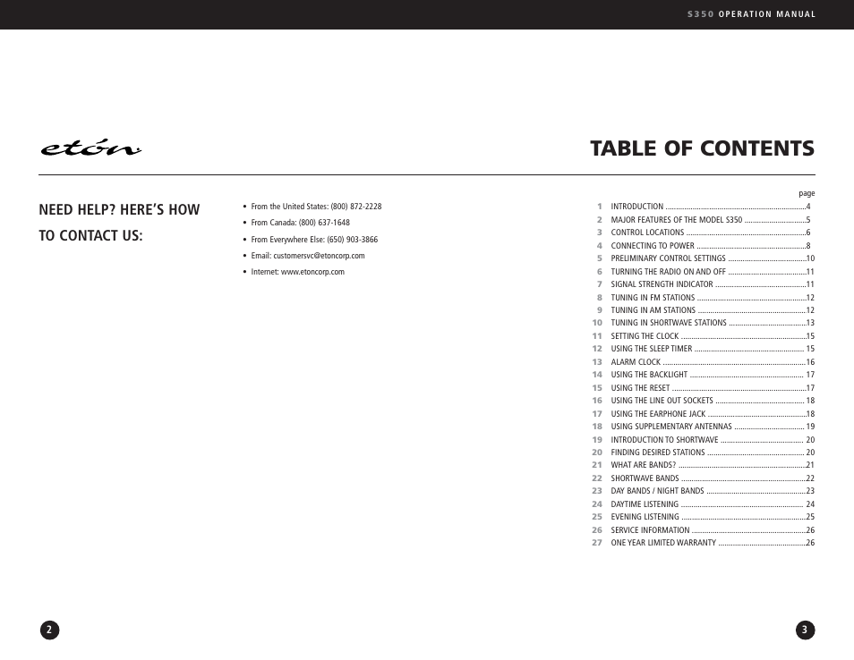 Eton S350 User Manual | Page 2 / 68