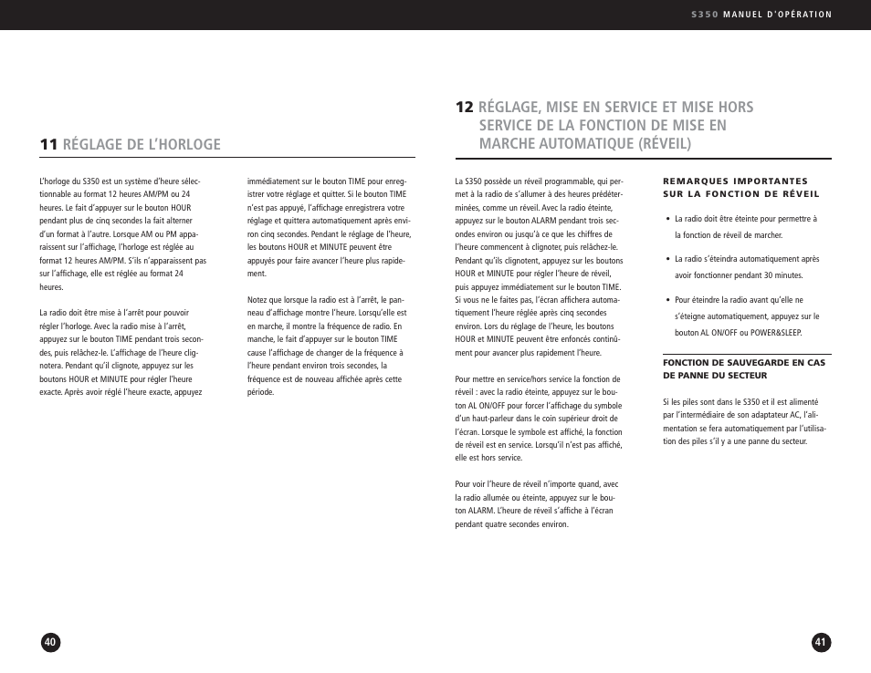 11 réglage de l’horloge | Eton S350 User Manual | Page 21 / 68