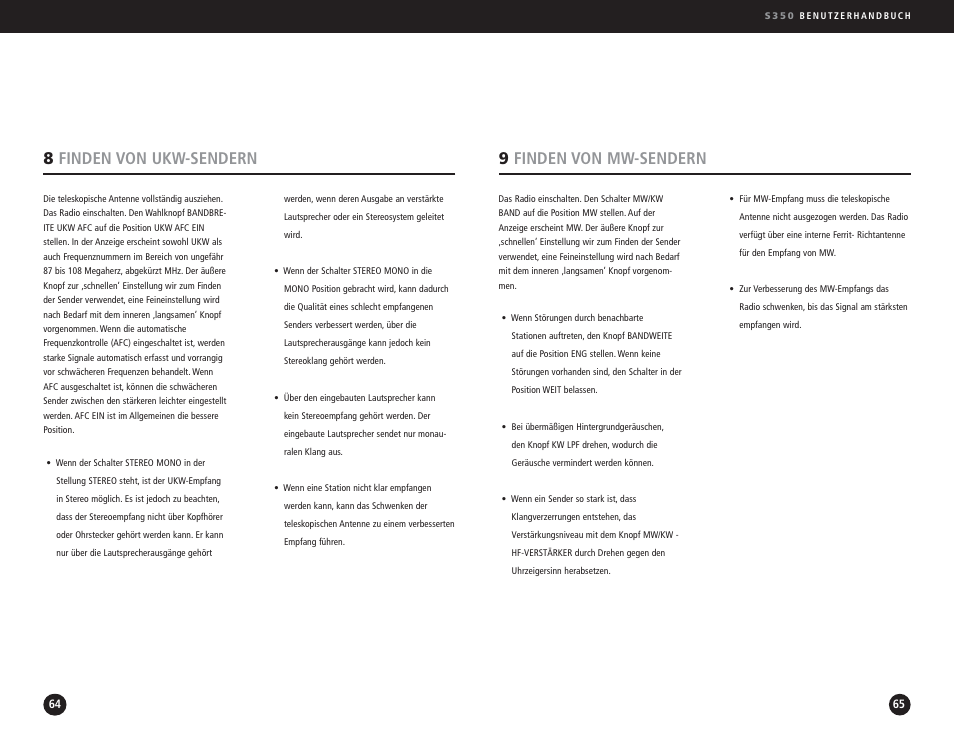 9finden von mw-sendern, 8finden von ukw-sendern | Eton S350 User Manual | Page 33 / 68